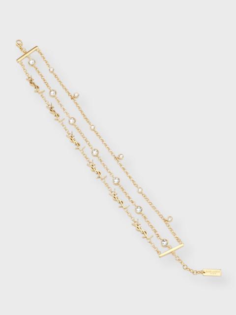 SAINT LAURENT RHINESTONE CASSANDRE CHARM BRACELET