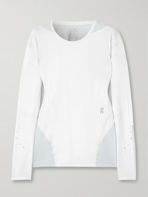 On + Post Archive Faction Paneled Mesh And Stretch-jersey T-shirt