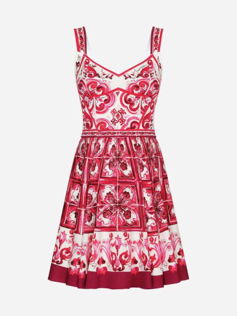 Dolce & Gabbana Short Majolica-print charmeuse bustier dress