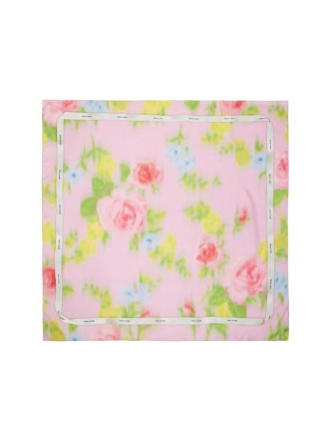 Marc Jacobs Pink Blurred Floral Silk Scarf