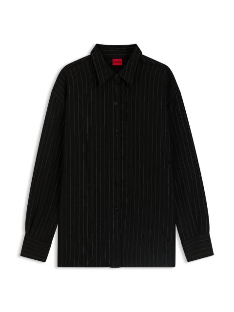 HUGO OVERSIZED-FIT BLOUSE WITH PINSTRIPE
