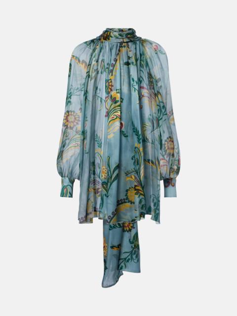 Etro Printed ruched silk top