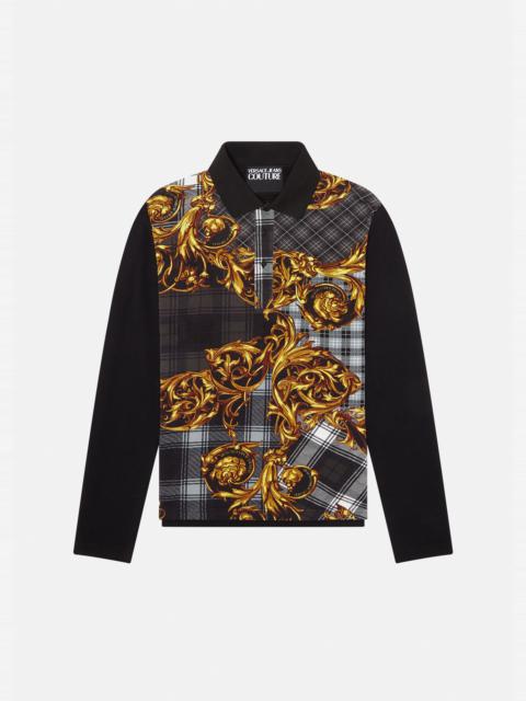 VERSACE JEANS COUTURE Tartan Baroque Print Polo Shirt