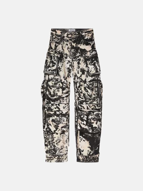 THE ATTICO ''FERN'' BLACK, WHITE AND SOFT PINK LONG PANTS
