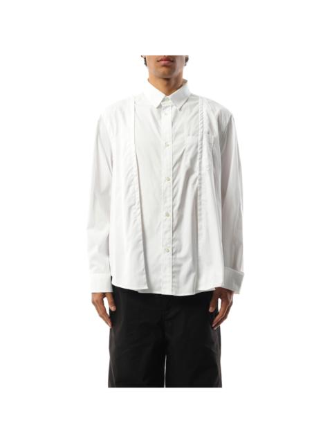 Cotton Poplin Pleated Shirt in Off White