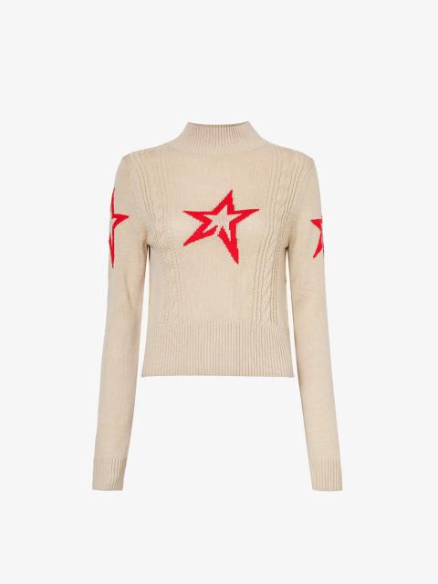 PERFECT MOMENT Star-pattern high-neck wool knitted jumper