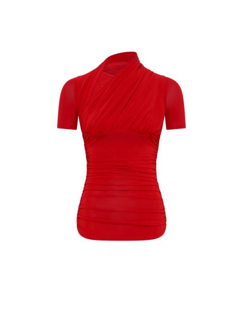 Marine Serre Draped jersey and plumetis top
