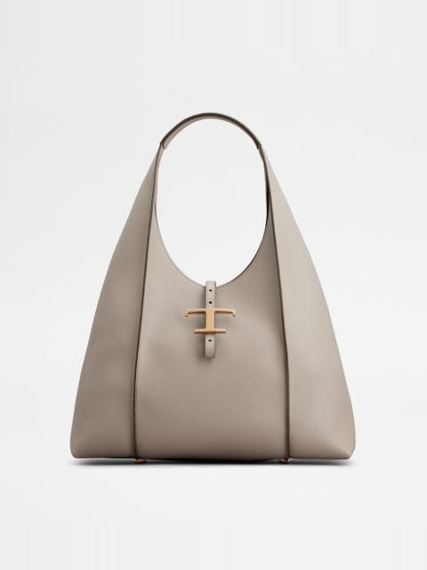 Tod's T TIMELESS HOBO BAG IN LEATHER MEDIUM - GREY