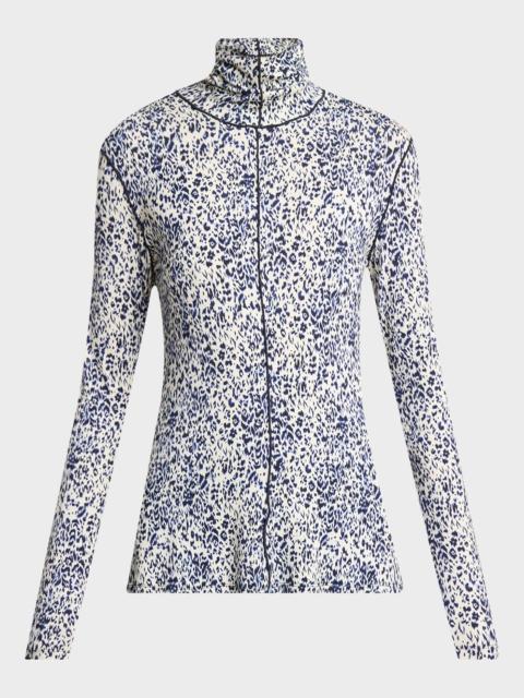 Proenza Schouler Audrey Printed Jersey Turtleneck