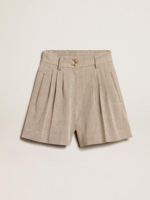 Golden Goose Women’s aged white cotton shorts with elasticated waist