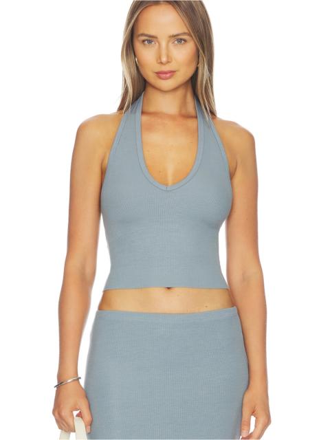 ÉTERNE Butter Rib Halter Top