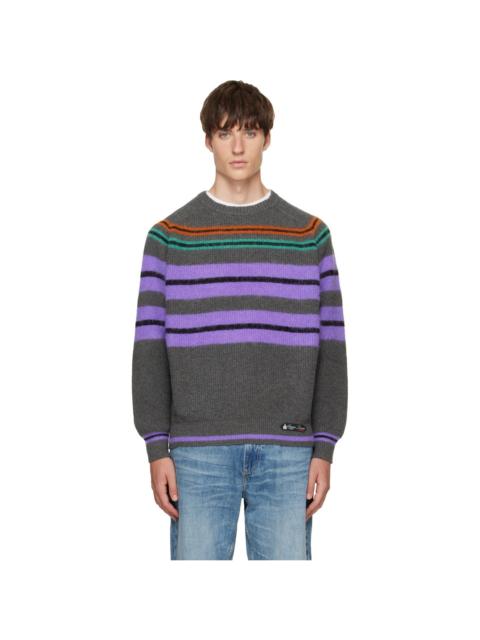 Lanvin Gray Wool & Cashmere Striped Sweater