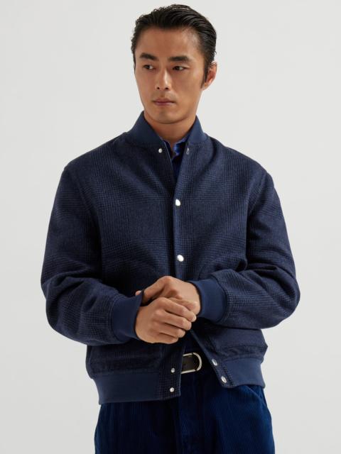 Brunello Cucinelli Hand-crafted reversible bomber jacket in cashmere Prince of Wales flannel double cloth