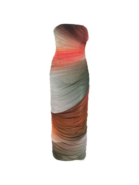 THE ATTICO ruched-detail gradient midi dress