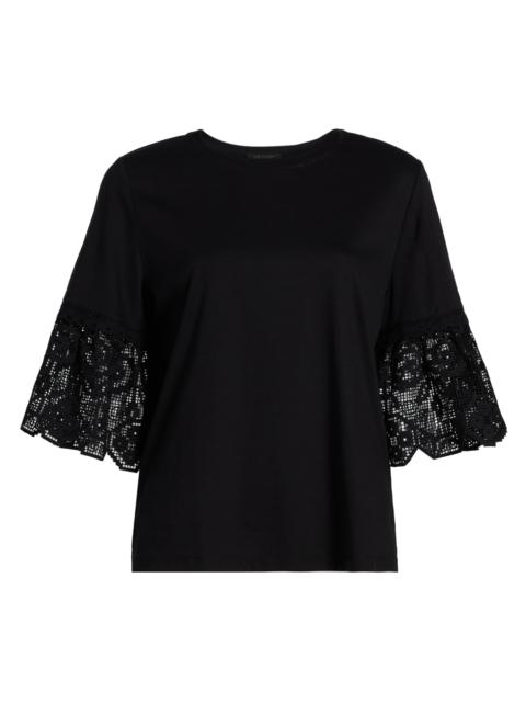 KOBI HALPERIN Women's Amanda Lace-Trimmed Cotton T-Shirt - Black