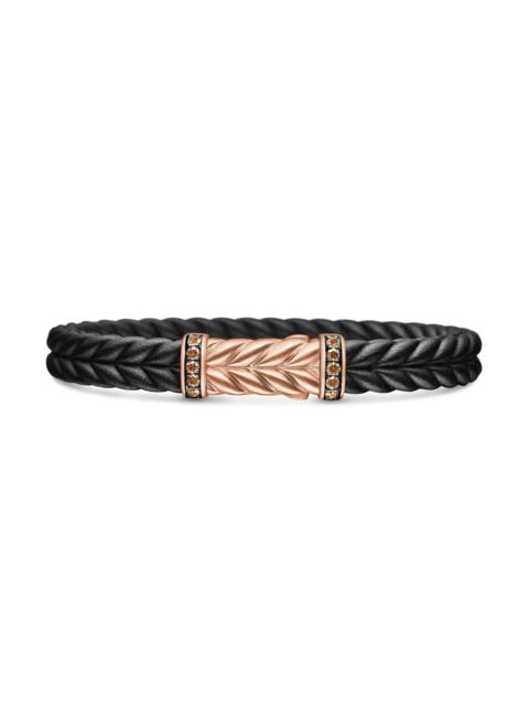 DAVID YURMAN Men's Chevron Bracelet in Black Rubber - Cognac Diamond