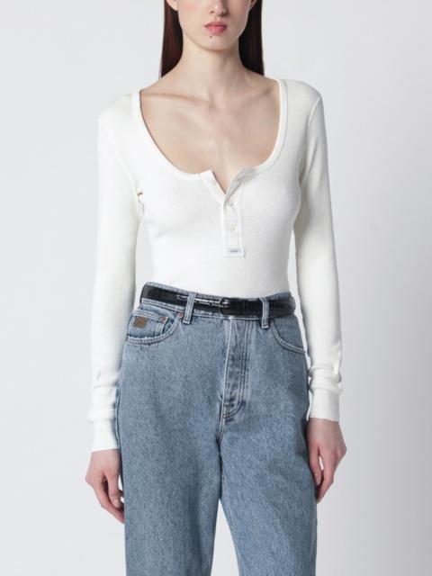 Chloé White Henley cotton jersey top