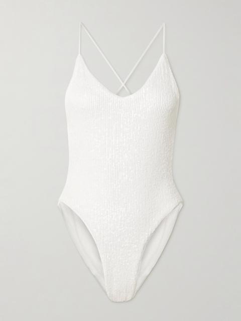 NORMA KAMALI Open-back Sequined Swimsuit