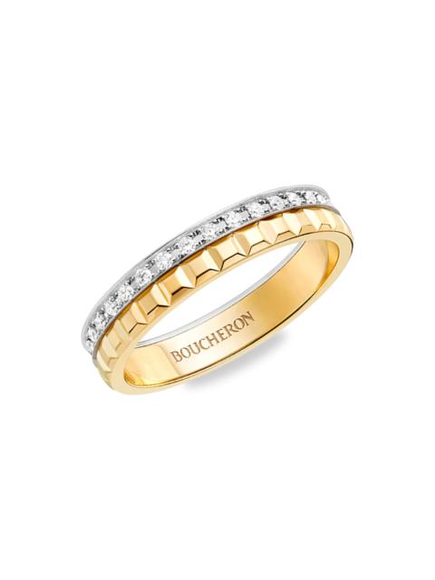 Boucheron Women's Quatre Radiant Edition Clou De Paris Two-Tone 18K Gold & 0.24 TCW Diamond Wedding Band - Yel