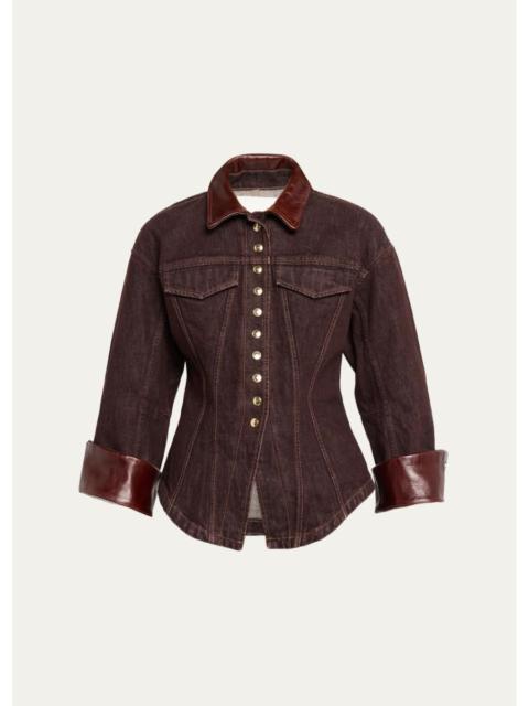 RÙADH The Lennox Leather-Collar Denim Jacket