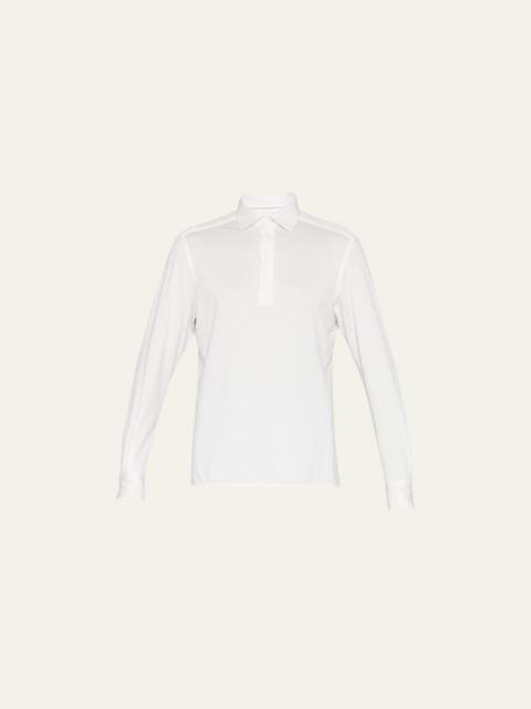 Men's Cotton-Silk Long Sleeve Polo Shirt