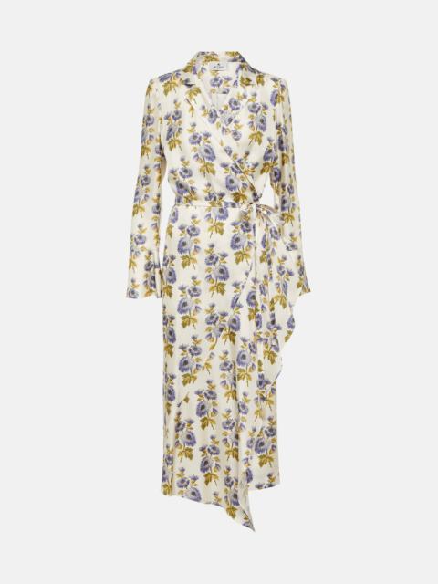 Etro Floral silk-blend twill midi wrap dress