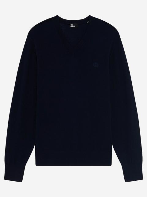 The Kooples V-NECK SWEATER IN NAVY MERINO WOOL
