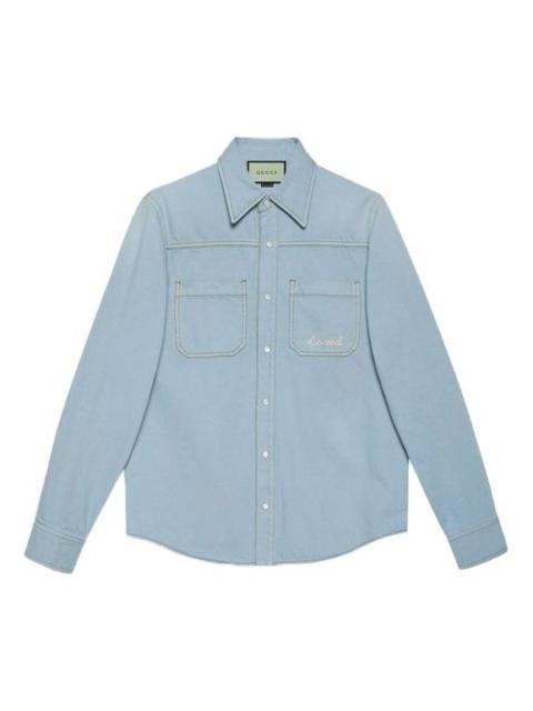 GUCCI Gucci Les Pommes Oxford Cotton Shirt'Blue' 655703-XDBP4-4447
