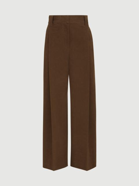 Brunello Cucinelli Stretch cotton moleskin loose sartorial trousers with monili