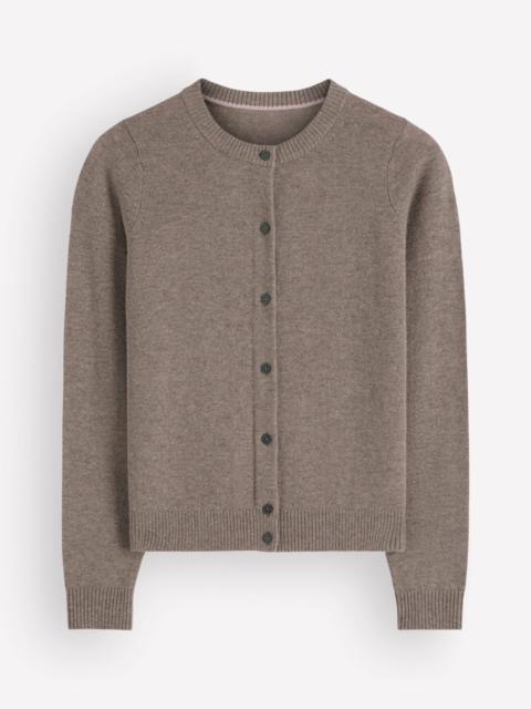 BODEN Elsie Cashmere Crew Cardigan-Mink Melange