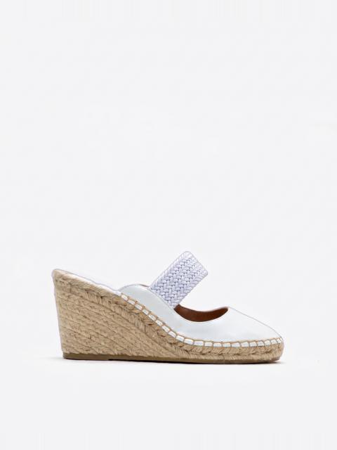 MALONE SOULIERS Siena 70 White Leather Wedges