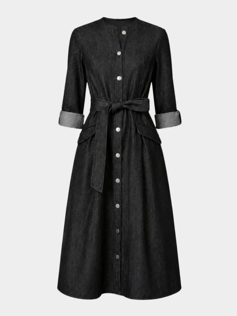 Shoshanna Izzy Button-Front Denim Midi Dress