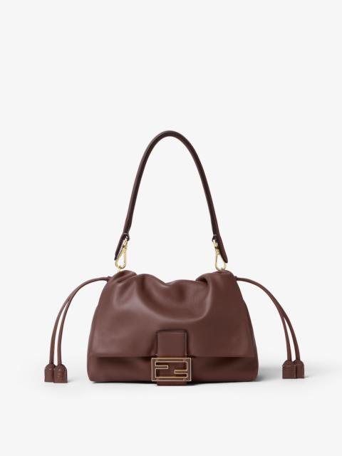 FENDI Mamma Baguette Medium Mahogany brown nappa leather bag