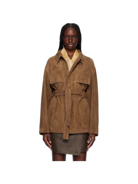NOUR HAMMOUR Brown Zakary Belted Suede Jacket