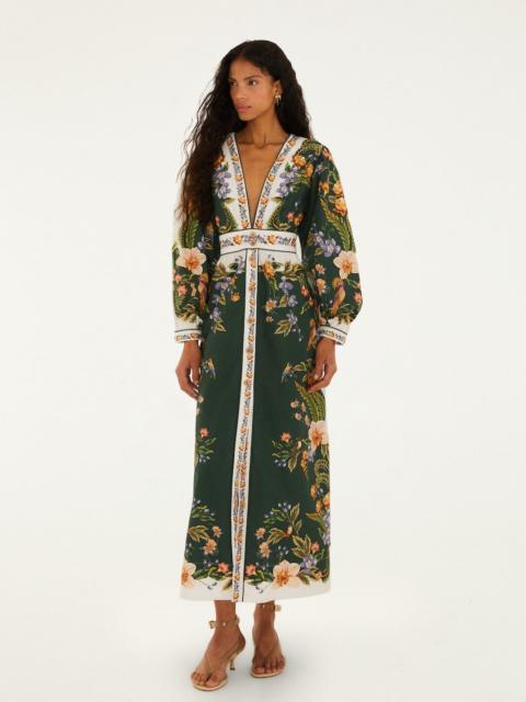 Green Nature V Neck Buttoned Maxi Dress