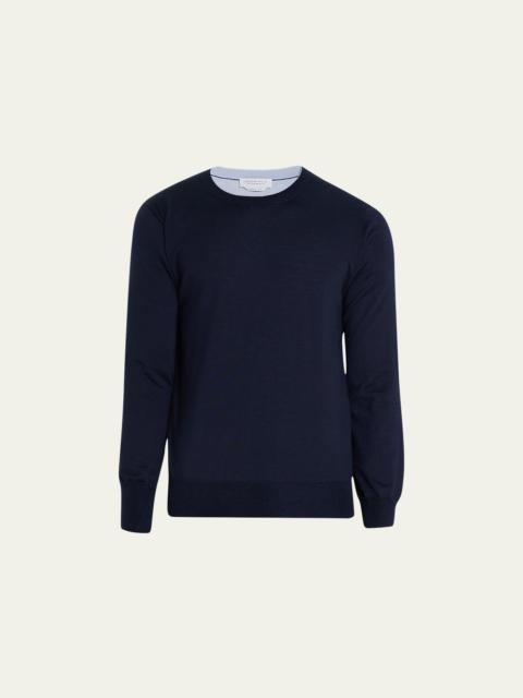 GABRIELA HEARST Men's Wells Cashmere-Silk Reversible Pullover Sweater