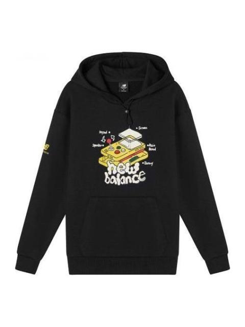 New Balance Graphic Print Hoodie 'Black White' AMT11336-BK