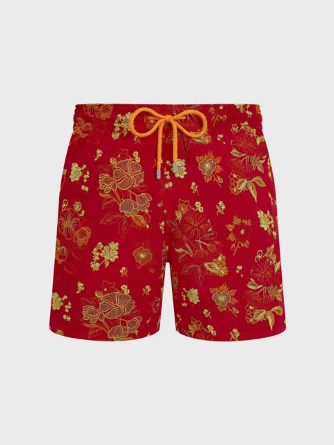 Vilebrequin MEN SWIM SHORTS EMBROIDERED FLOWERS - LIMITED EDITION