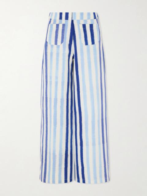 EMPORIO SIRENUSE Striped Wide-leg Cotton Pants
