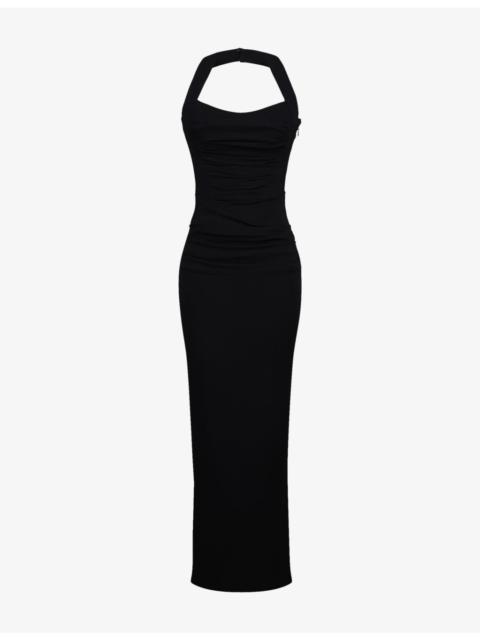 House of CB Sahar Halterneck Stretch-Woven Maxi Dress