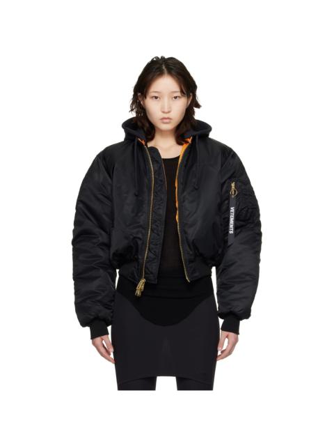 VETEMENTS Black & Orange Alpha Industries Edition Fitted Reversible Bomber Jacket