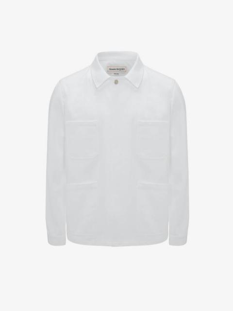 Alexander McQueen Men's McQueen Graffiti Denim Jacket in White