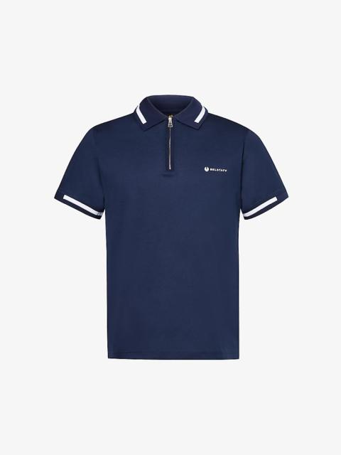 Branded-print short-sleeved cotton-jersey polo shirt