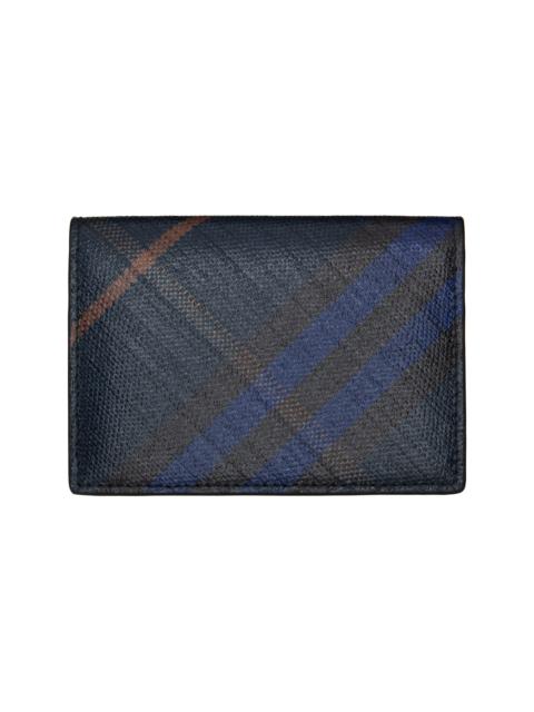 Burberry Navy Check Folding Card Holder