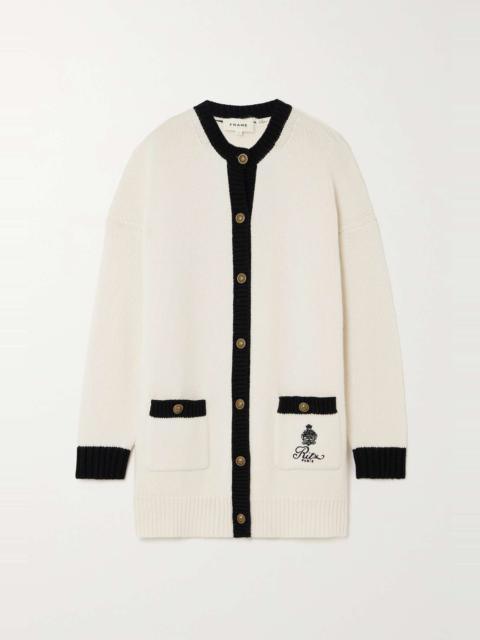 FRAME + Ritz Paris embroidered two-tone cashmere cardigan