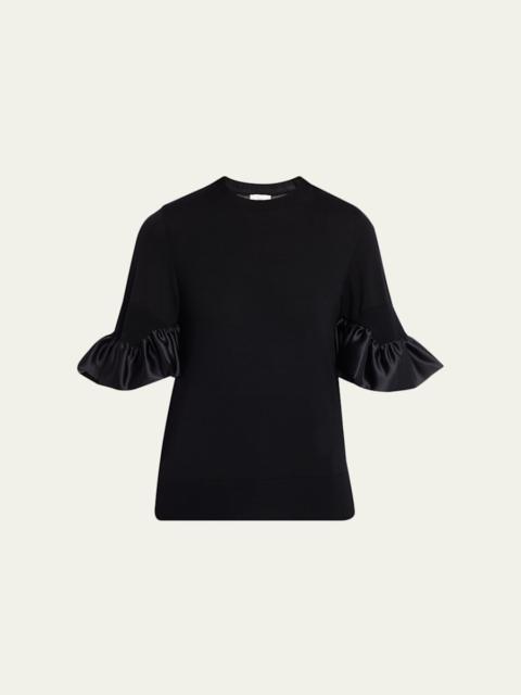 Noir Kei Ninomiya Ruffled-Cuff Wool Sweater