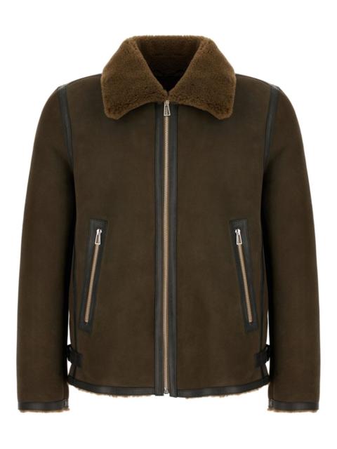 Paul Smith shearling leather-trimmed jacket