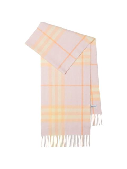 Burberry checked cashmere fringe scarf