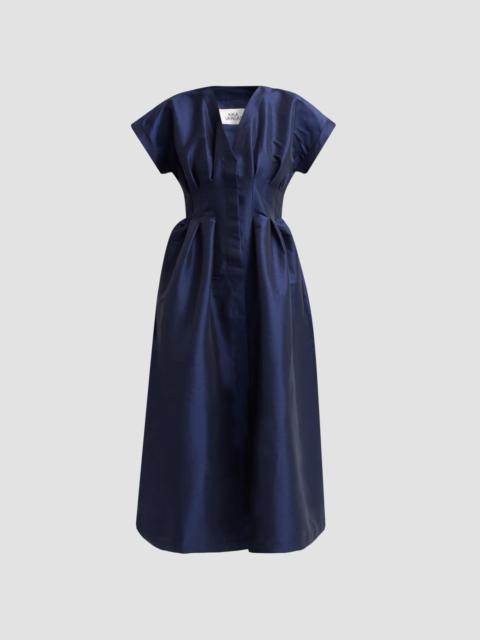 KIKA VARGAS Women's Tsige Taffeta A-Line Midi-Shirtdress - Navy