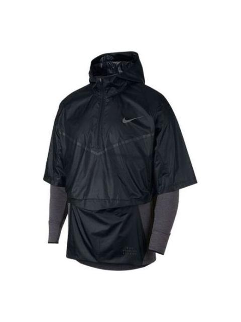 Nike Men's Nike Splicing Logo Sports Cardigan Long Sleeves Black 933411-011
